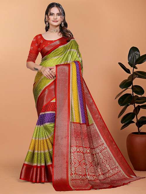 women printed bordered saree with blouse - 21981410 -  Standard Image - 0