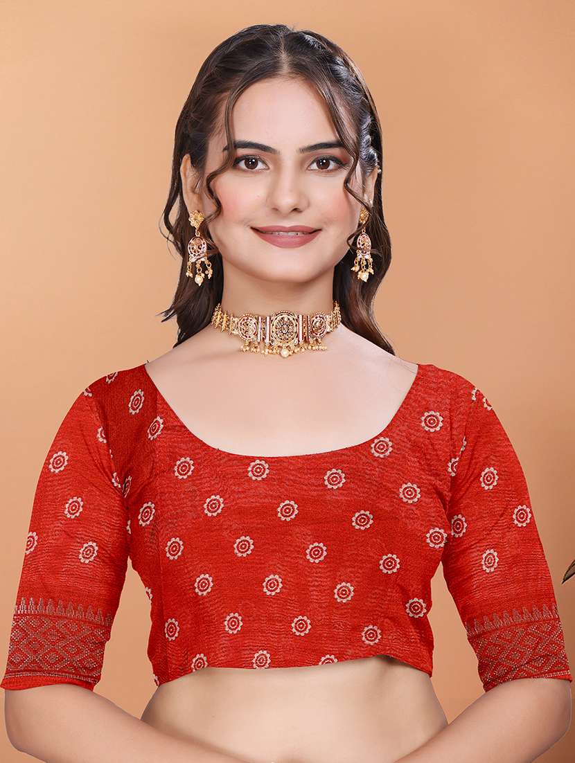 women printed bordered saree with blouse - 21981410 - Standard Image - 5