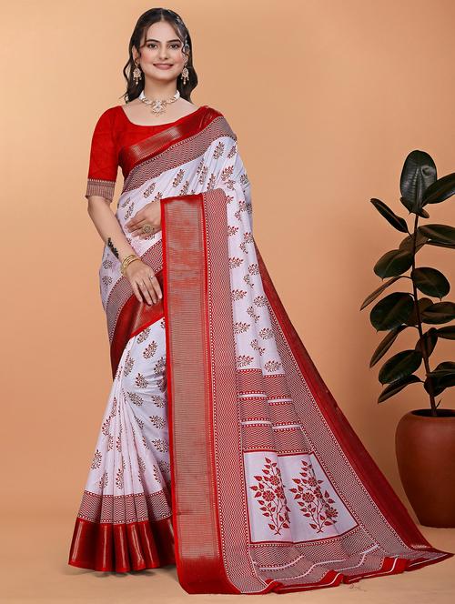 women printed bordered saree with blouse - 21981412 - Standard Image - 0