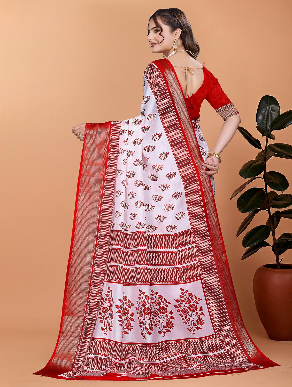 women printed bordered saree with blouse - 21981412 - Standard Image - 3