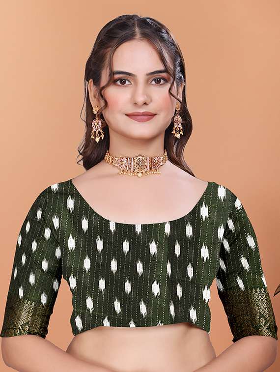 women printed bordered saree with blouse - 21981449 - Standard Image - 3