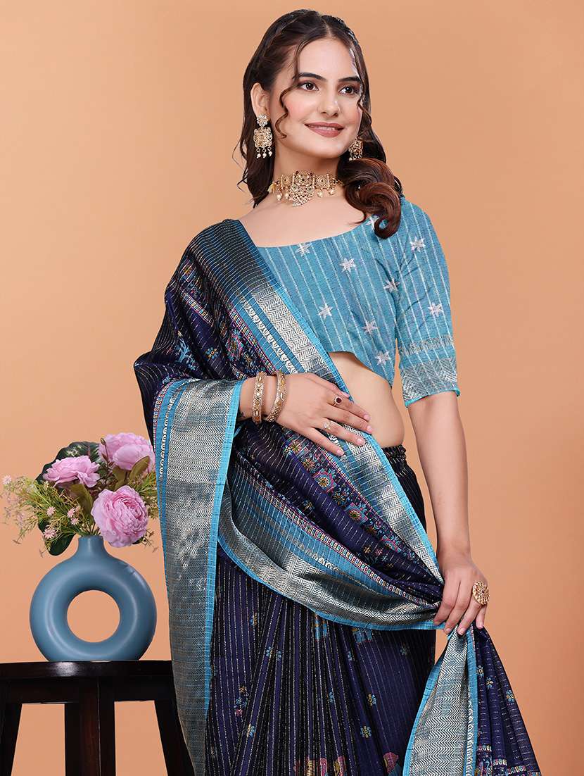 women printed bordered saree with blouse - 21981466 -  Standard Image - 3