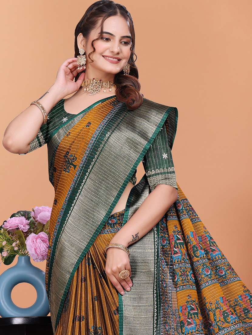 women printed bordered saree with blouse - 21981471 -  Standard Image - 3
