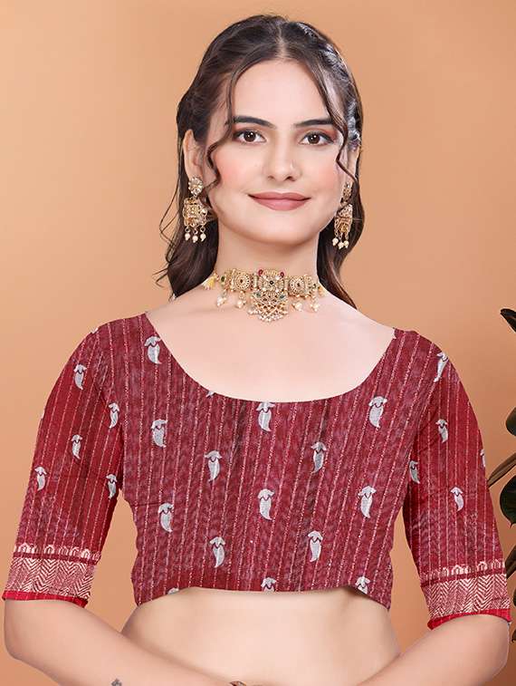 women printed bordered saree with blouse - 21981472 -  Standard Image - 3