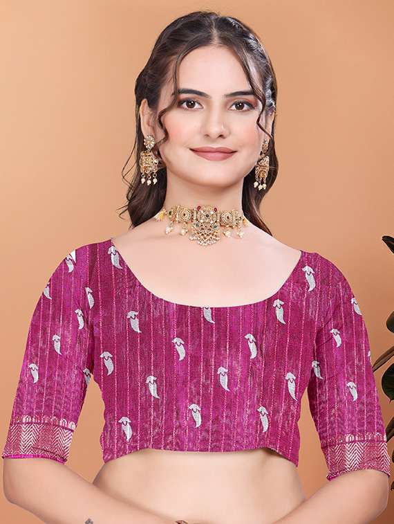 women printed bordered saree with blouse - 21981474 -  Standard Image - 3