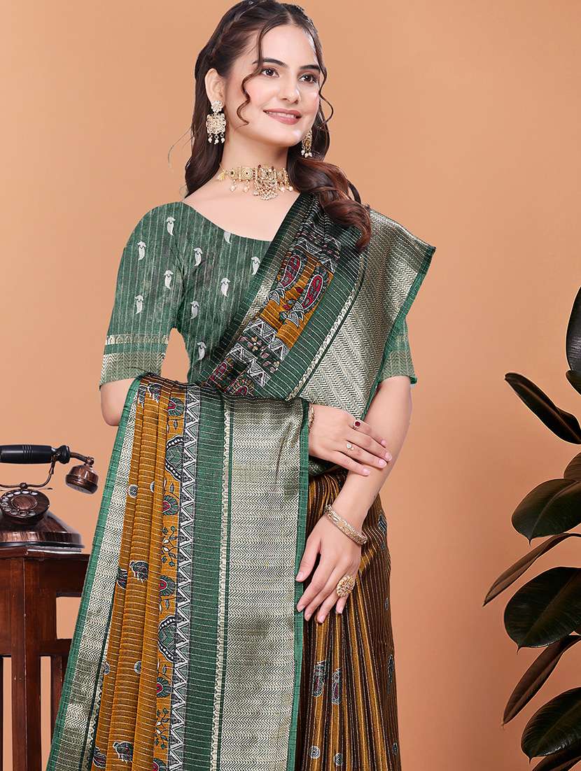 women printed bordered saree with blouse - 21981479 -  Standard Image - 3