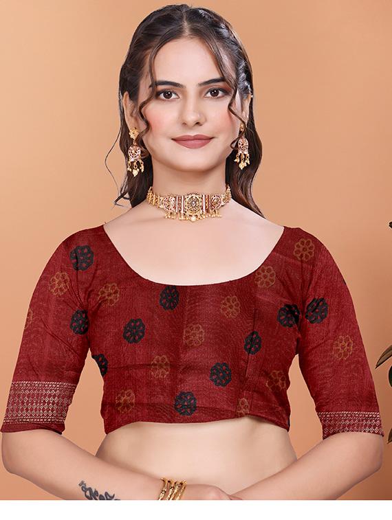 women printed bordered saree with blouse - 21981480 - Standard Image - 3