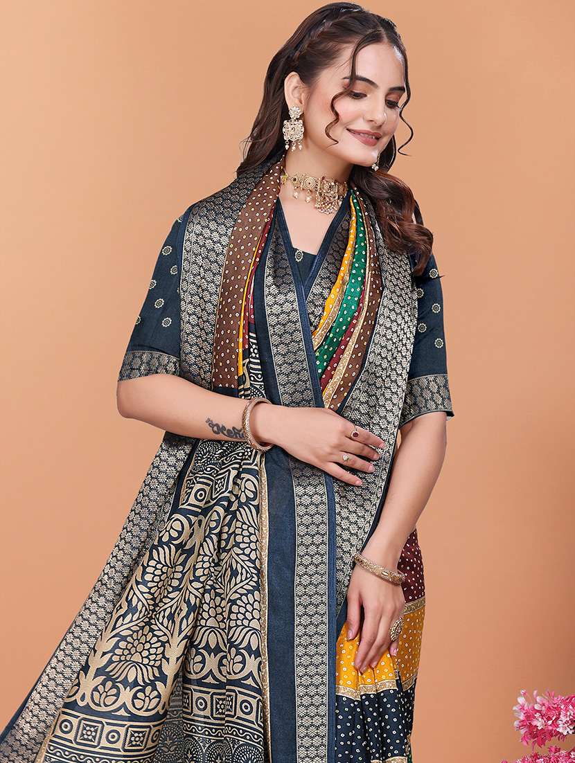 women printed bordered saree with blouse - 21981492 -  Standard Image - 3