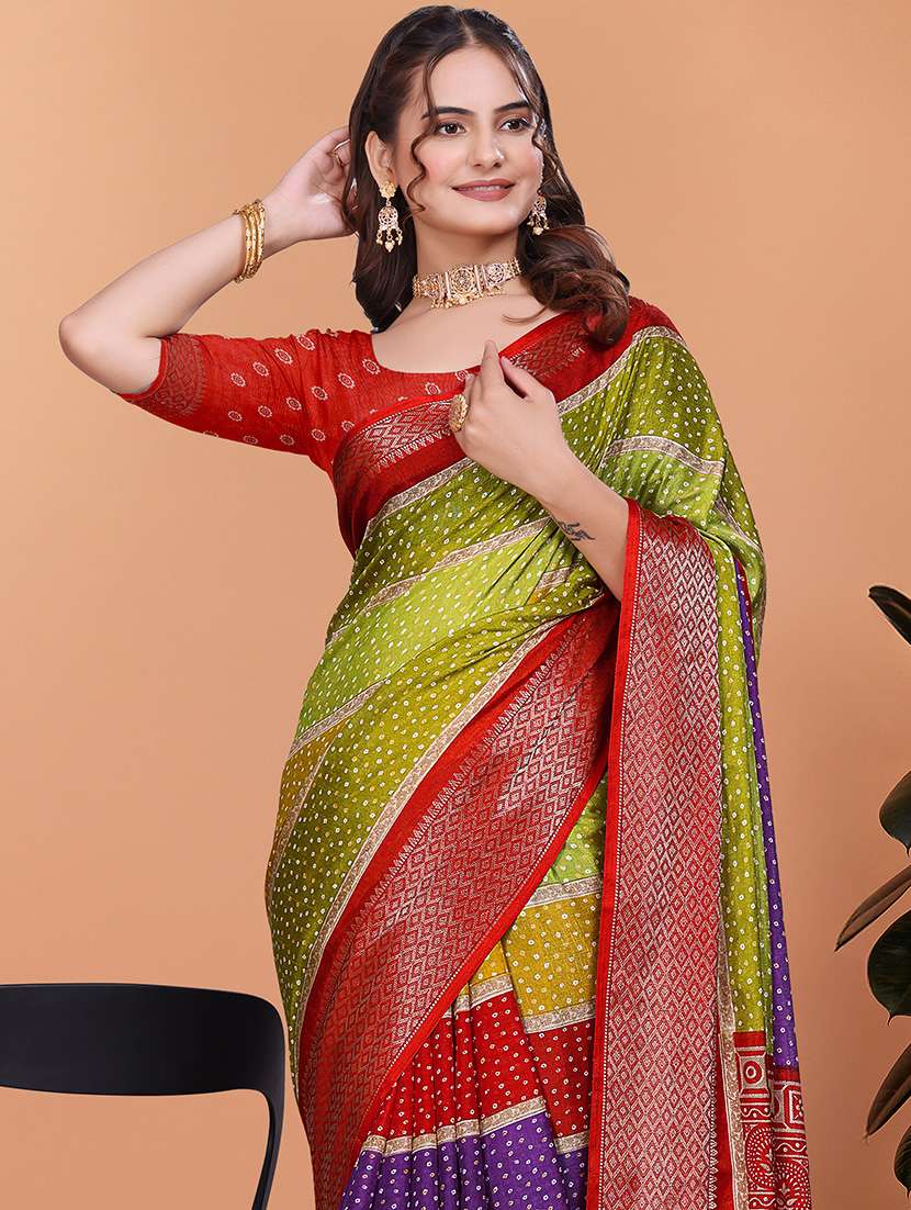 women printed bordered saree with blouse - 21981499 -  Standard Image - 3