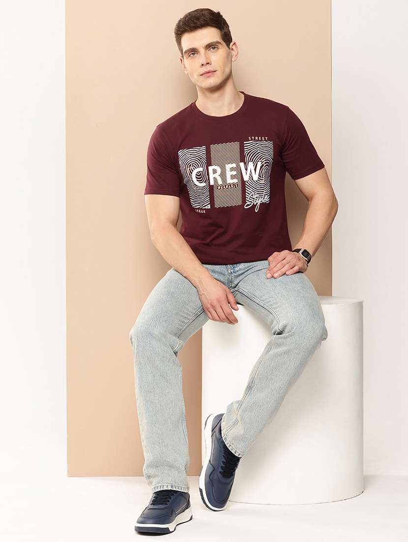 Men Front Print Round Neck Regular Fit T-shirt - 21981517 -  Standard Image - 3