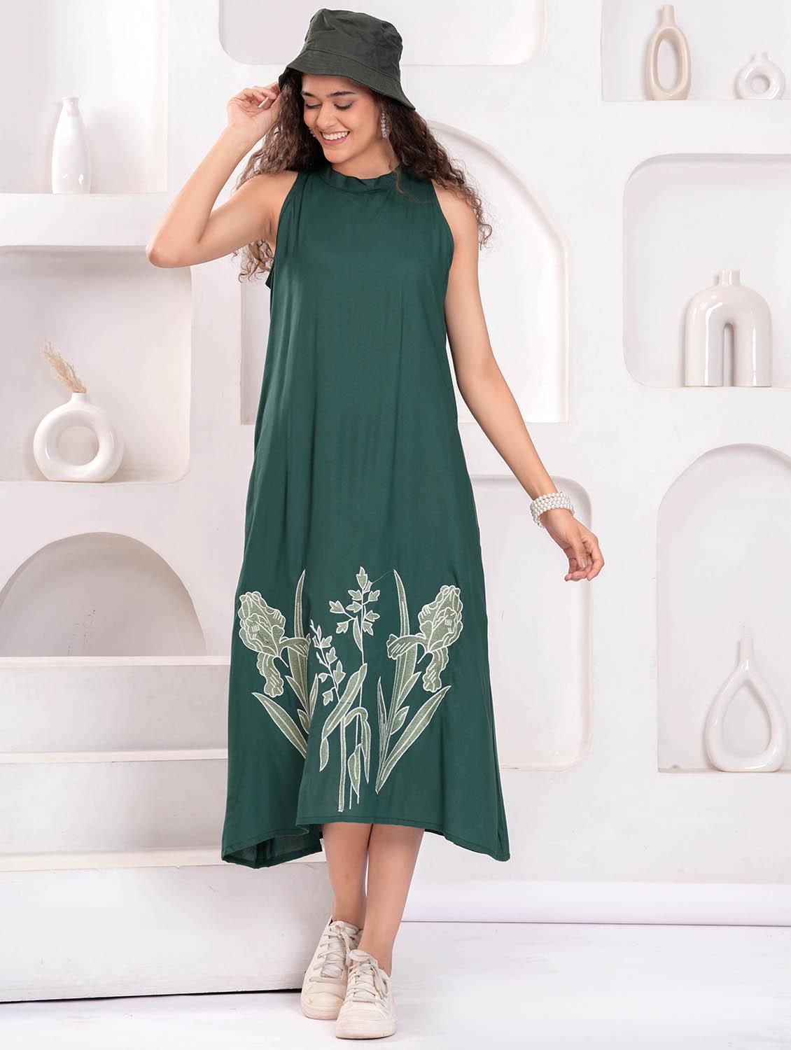 women printed halter neck sleeveless a-line dress - 21981551 - Zoom Image - 0