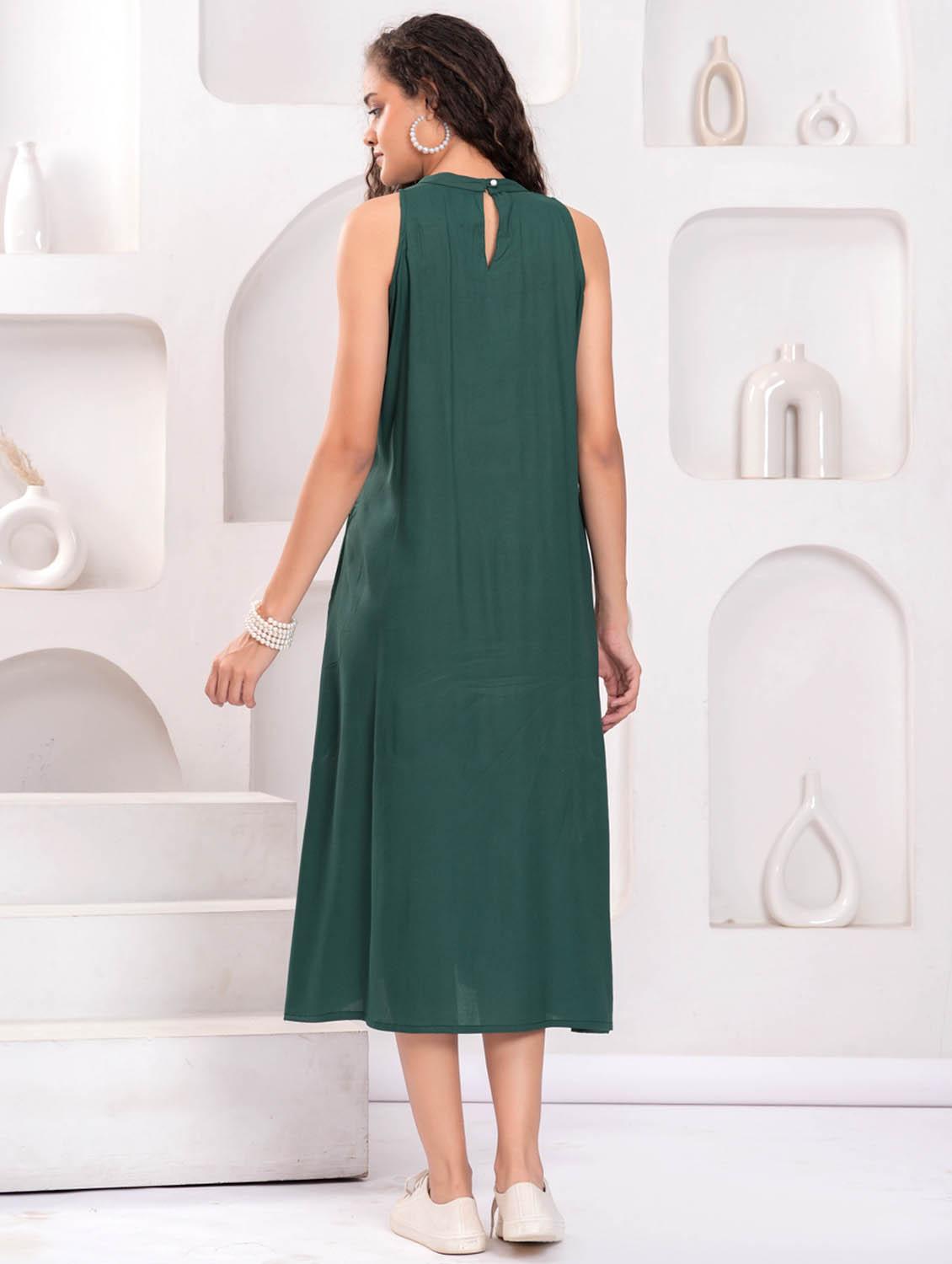 women printed halter neck sleeveless a-line dress - 21981551 - Standard Image - 3