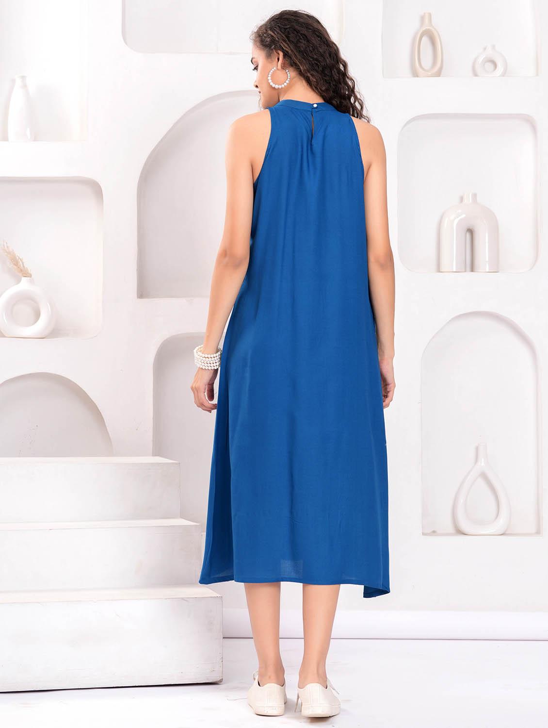women printed halter neck sleeveless a-line dress - 21981553 - Standard Image - 3