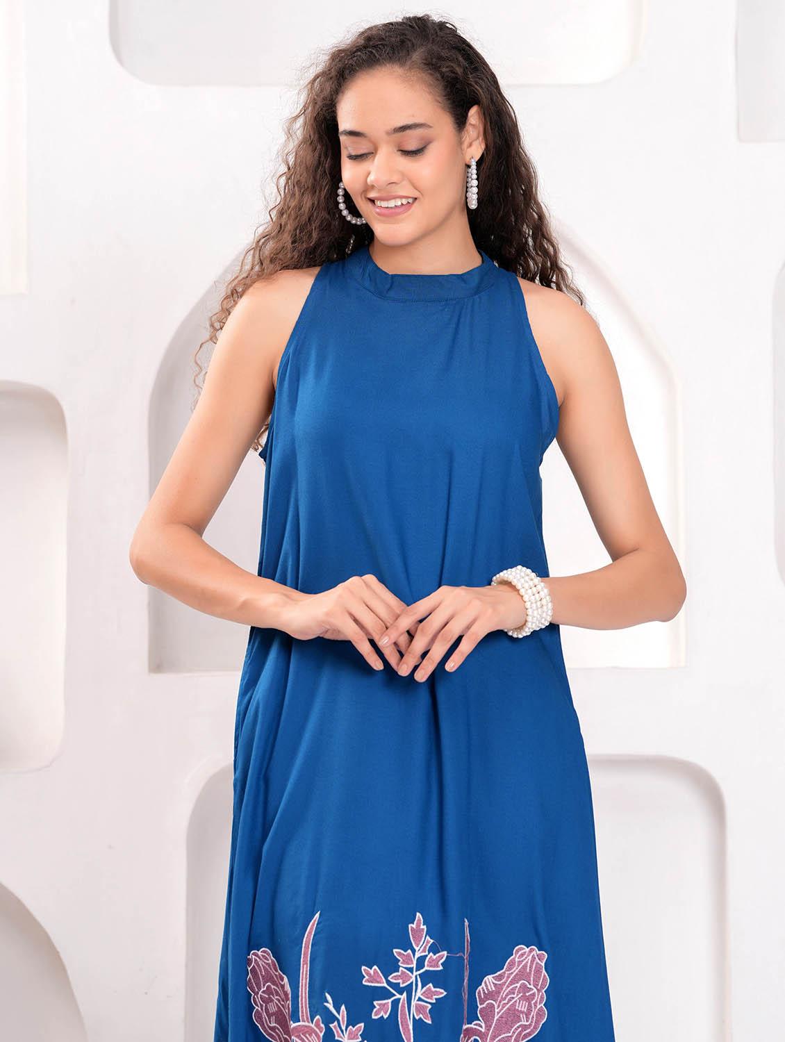women printed halter neck sleeveless a-line dress - 21981553 - Standard Image - 5