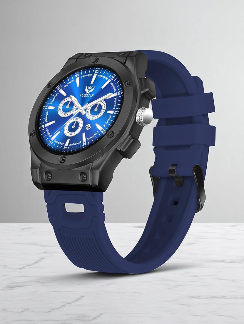 men's black dial sporty analog watch with silicone strap - 21981558 - Zoom Image - 0