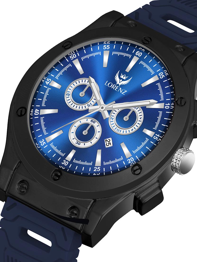 men's black dial sporty analog watch with silicone strap - 21981558 - Standard Image - 3
