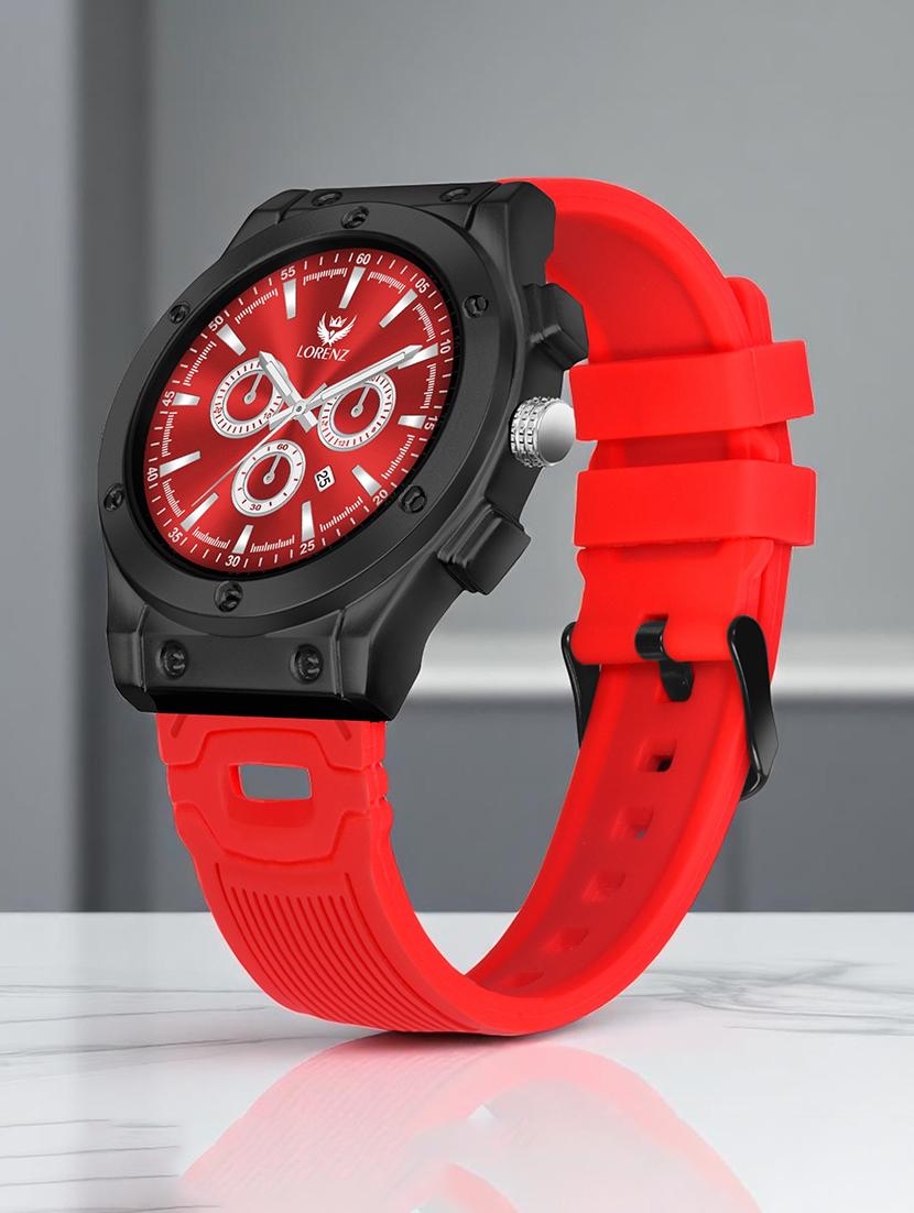 men sporty analog watch with silicone strap