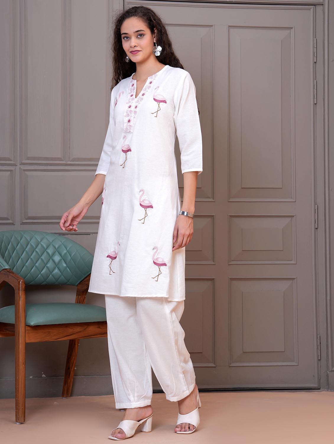 women embroidered notch neck kurta and salwar set - 21981581 - Standard Image - 5