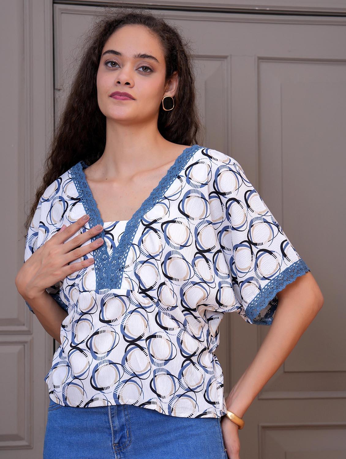 women grey printed batwing sleeve top - 21981606 - Standard Image - 3