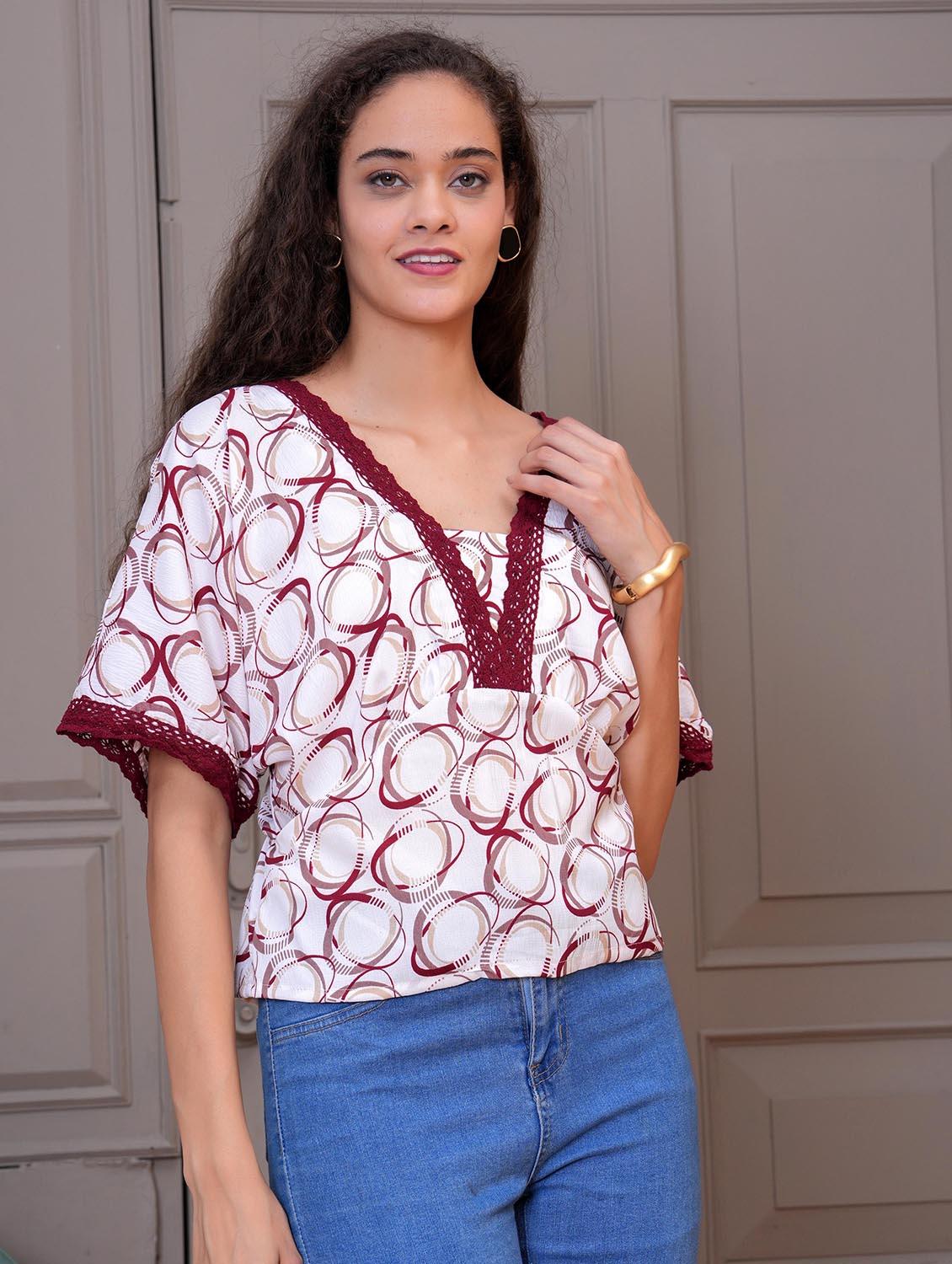 women white printed batwing sleeve top - 21981607 - Standard Image - 3