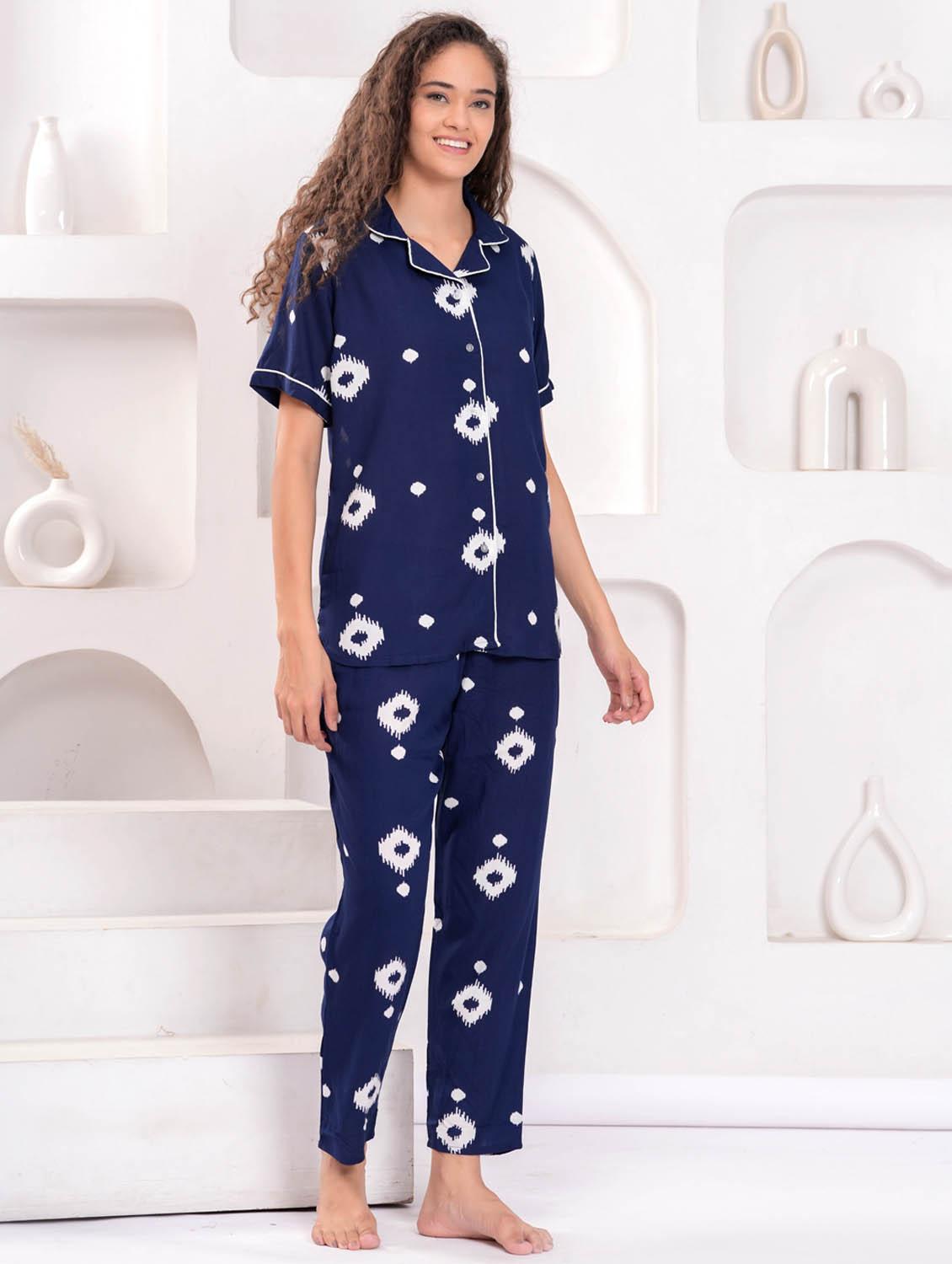 women printed short sleeve nightwear pyjama set - 21981616 - Standard Image - 3