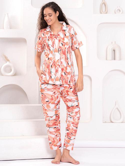 women printed short sleeve nightwear pyjama set - 21981621 - Standard Image - 0