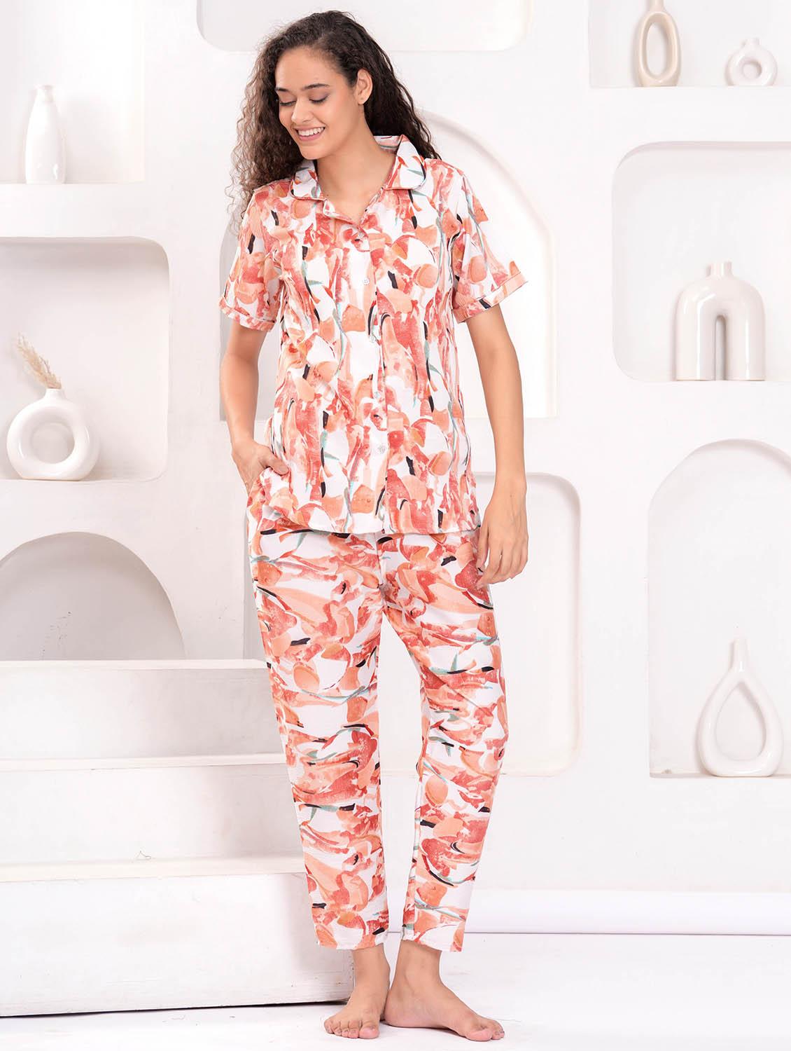 women printed short sleeve nightwear pyjama set - 21981621 - Zoom Image - 0