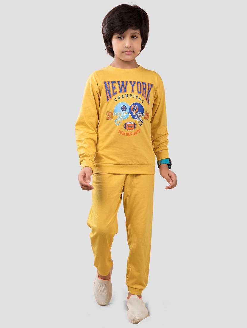 boys yellow printed long sleeve full length set - 21981638 - Zoom Image - 0