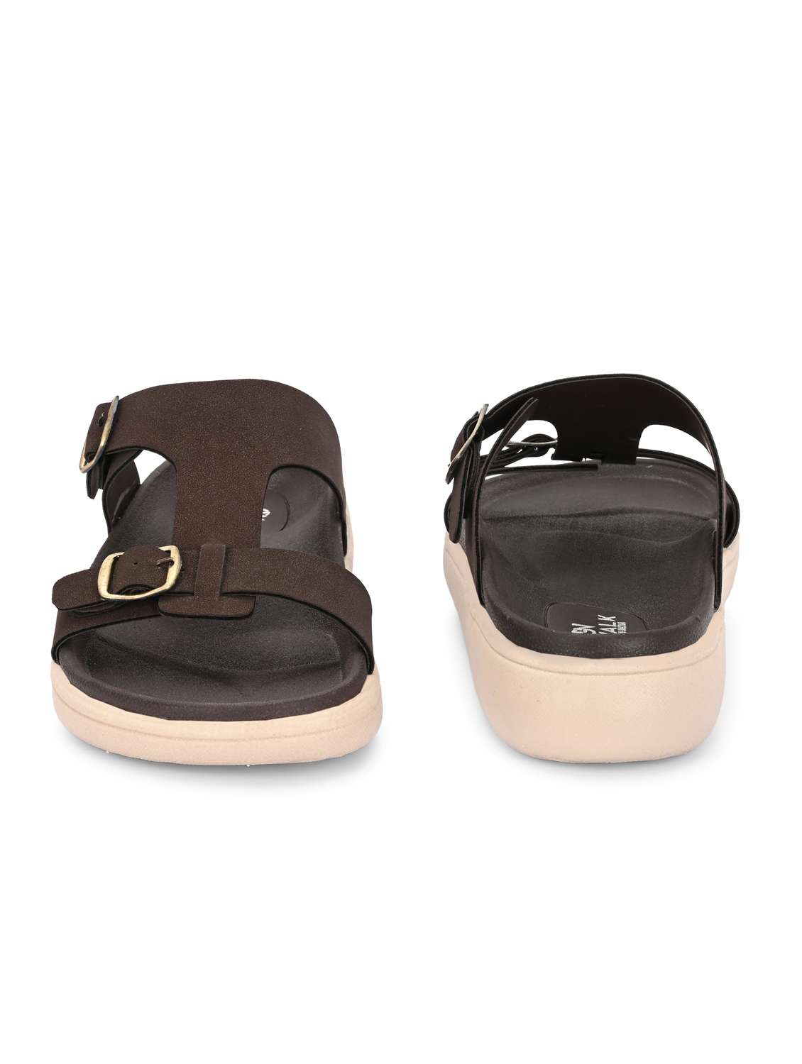 men brown solid slip on sandal - 21981654 -  Standard Image - 3