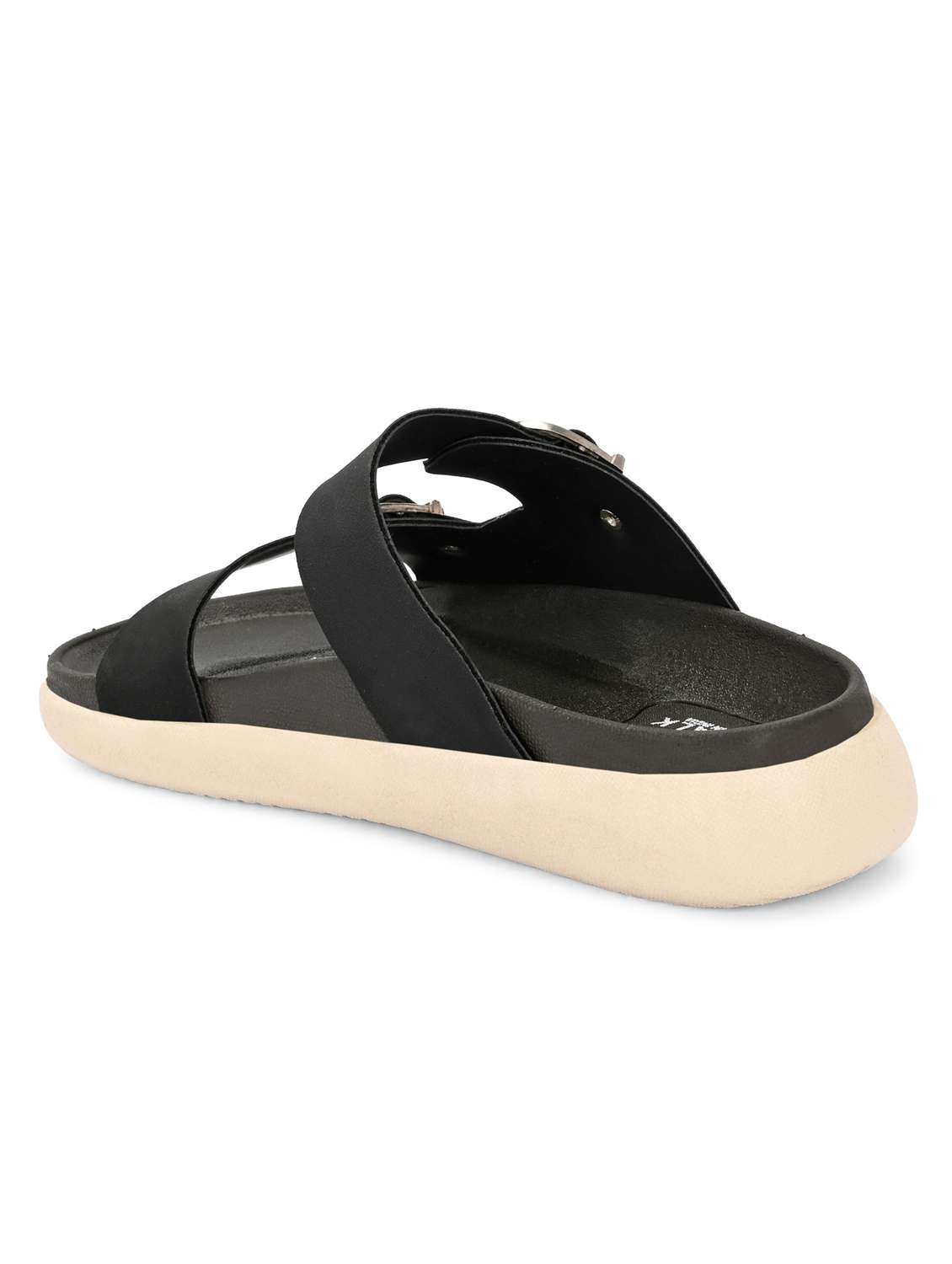 men black solid slip on sandal - 21981657 -  Standard Image - 3