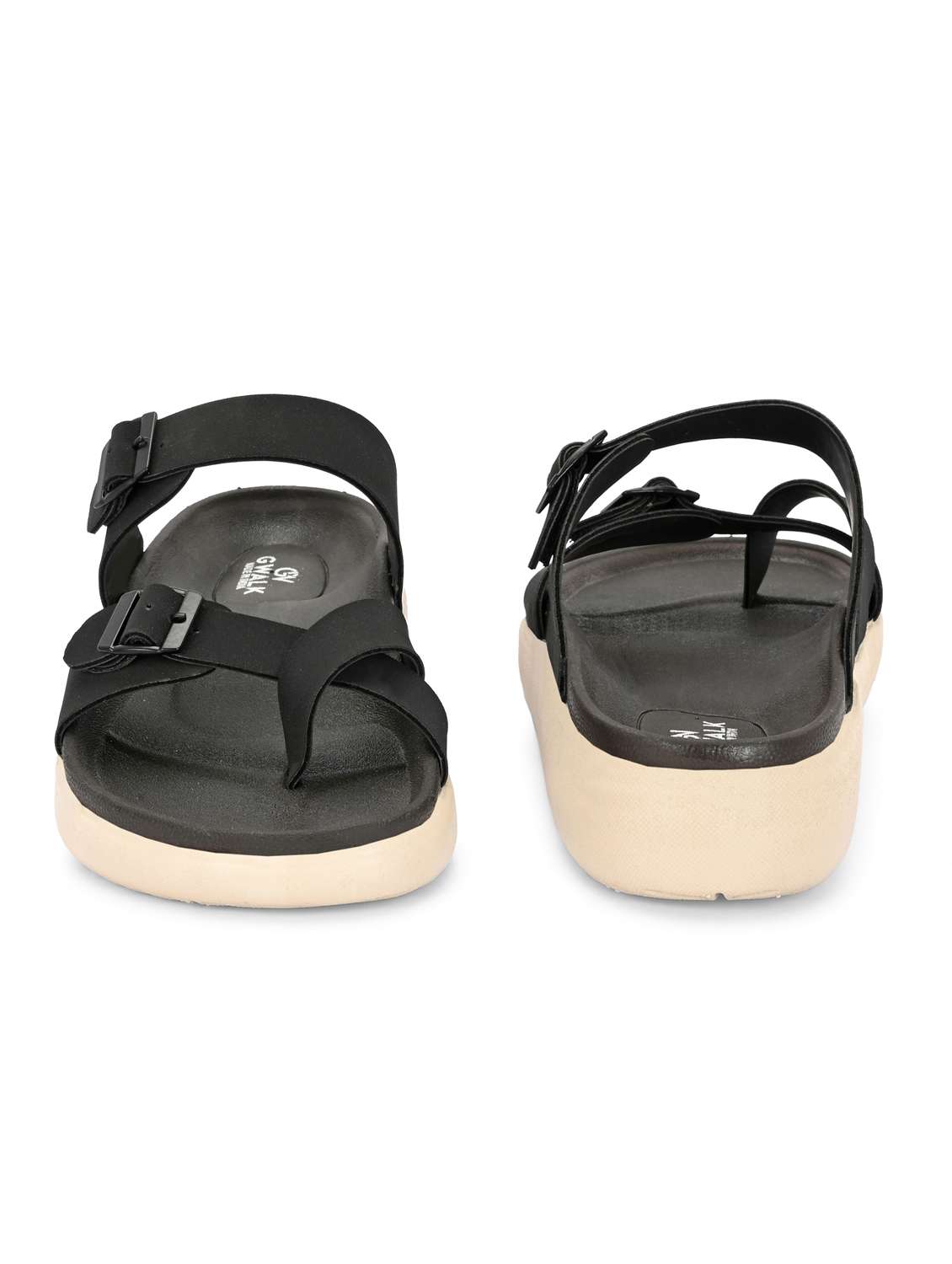 men black solid slip on sandal - 21981665 -  Standard Image - 3