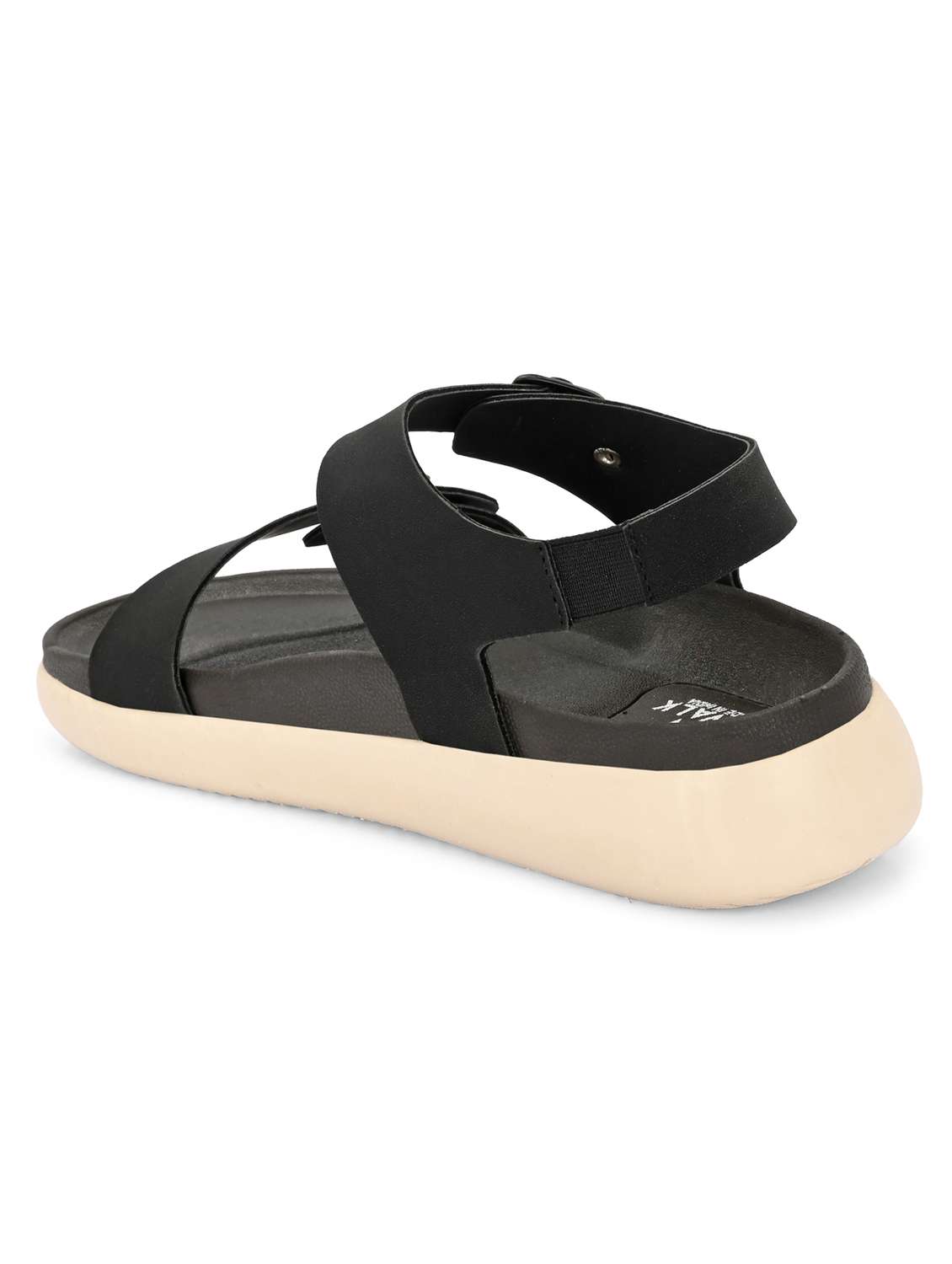 men black solid back strap sandal - 21981668 -  Standard Image - 3