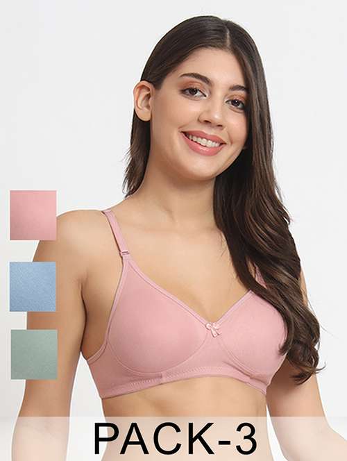 women pack of 3 solid lightly padded t-shirt bra - 21981726 -  Standard Image - 0
