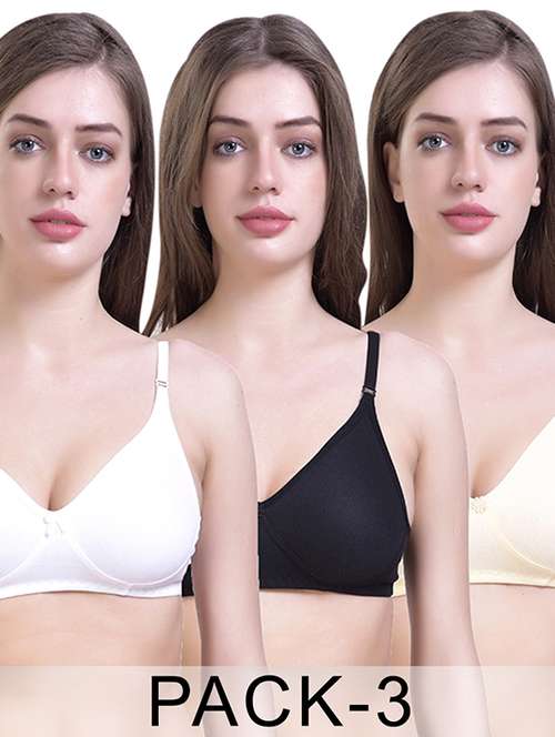 women pack of 3 solid lightly padded t-shirt bra - 21981732 -  Standard Image - 0