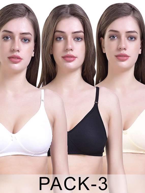 women pack of 3 solid lightly padded t-shirt bra