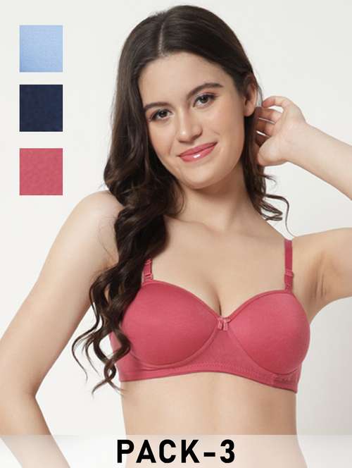 women pack of 3 solid lightly padded t-shirt bra - 21981736 -  Standard Image - 0
