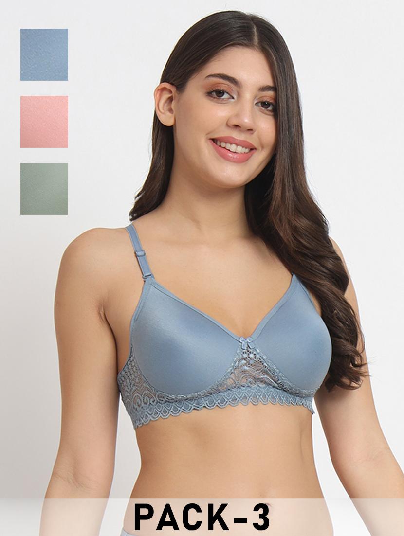 women pack of 3 lace detailed lightly padded t-shirt bra - 21981737 -  Zoom Image - 0