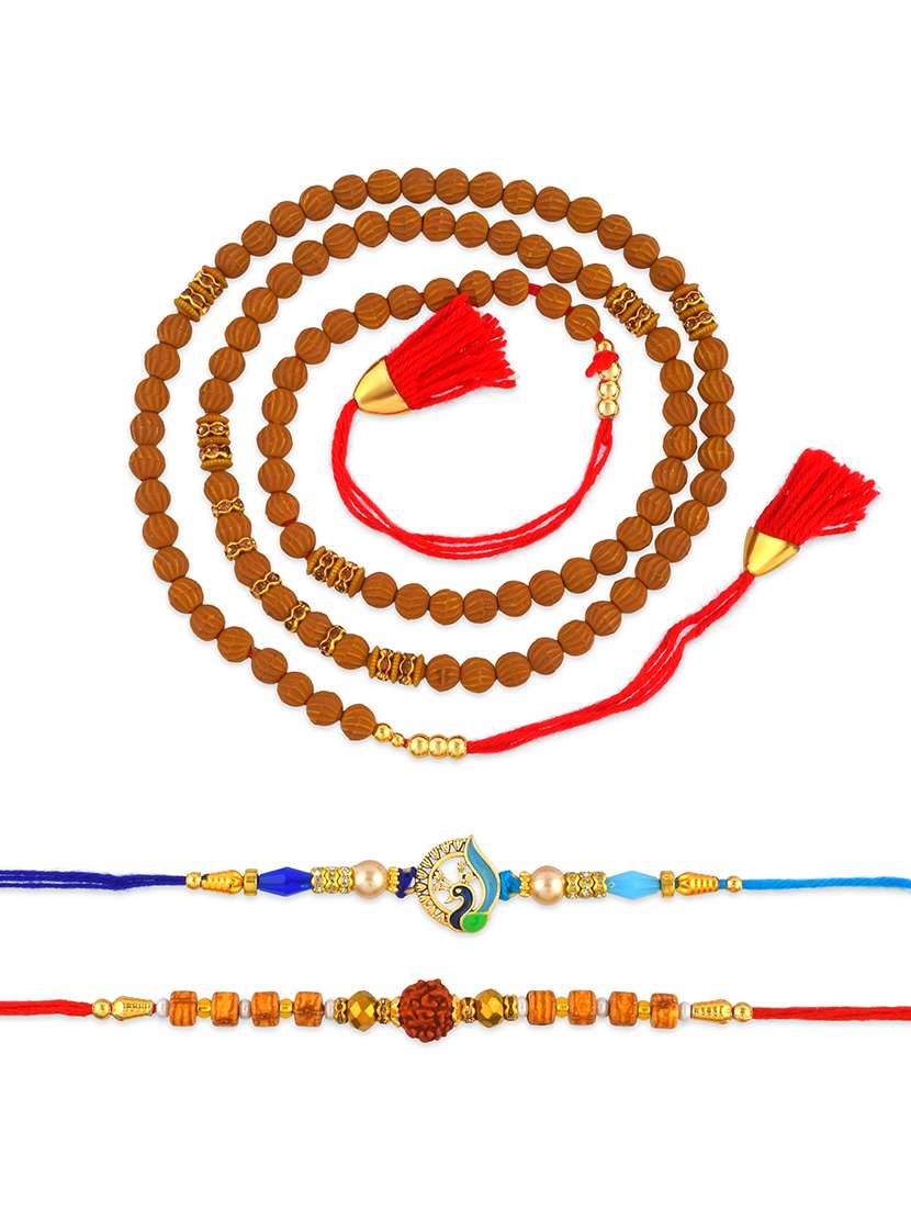 pack of 3 tulsi and rudraksh rakhi set - 21981745 - Standard Image - 3