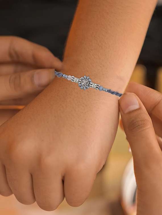 pack of 5 silver plated beaded rakhi set - 21981751 -  Standard Image - 3