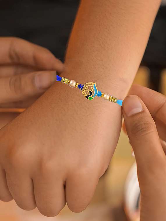 pack of 4 brass plated beaded rakhi set - 21981760 - Standard Image - 3