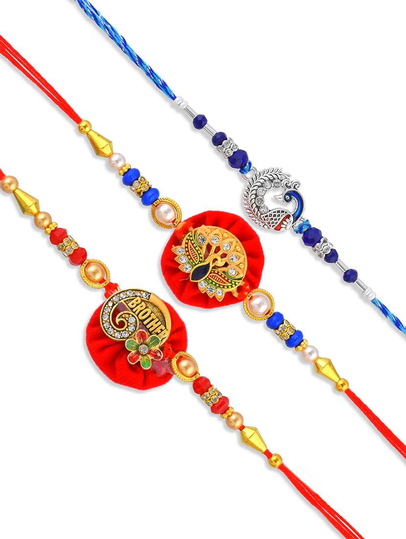 pack of 3 beaded rakhi set with roli and chawal - 21981764 -  Standard Image - 3