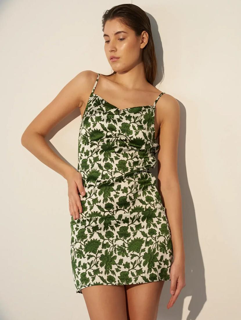 women floral print shoulder strap cowl neck sheath dress - 21981775 - Standard Image - 3