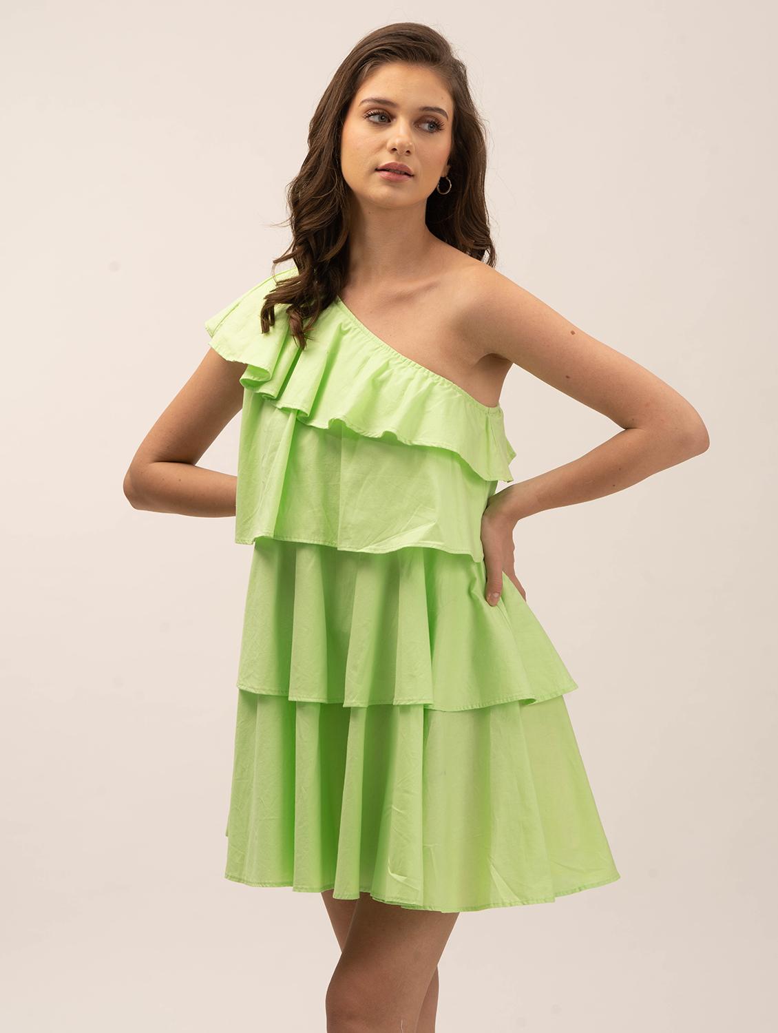women solid single shoulder layere dress - 21981778 - Standard Image - 3