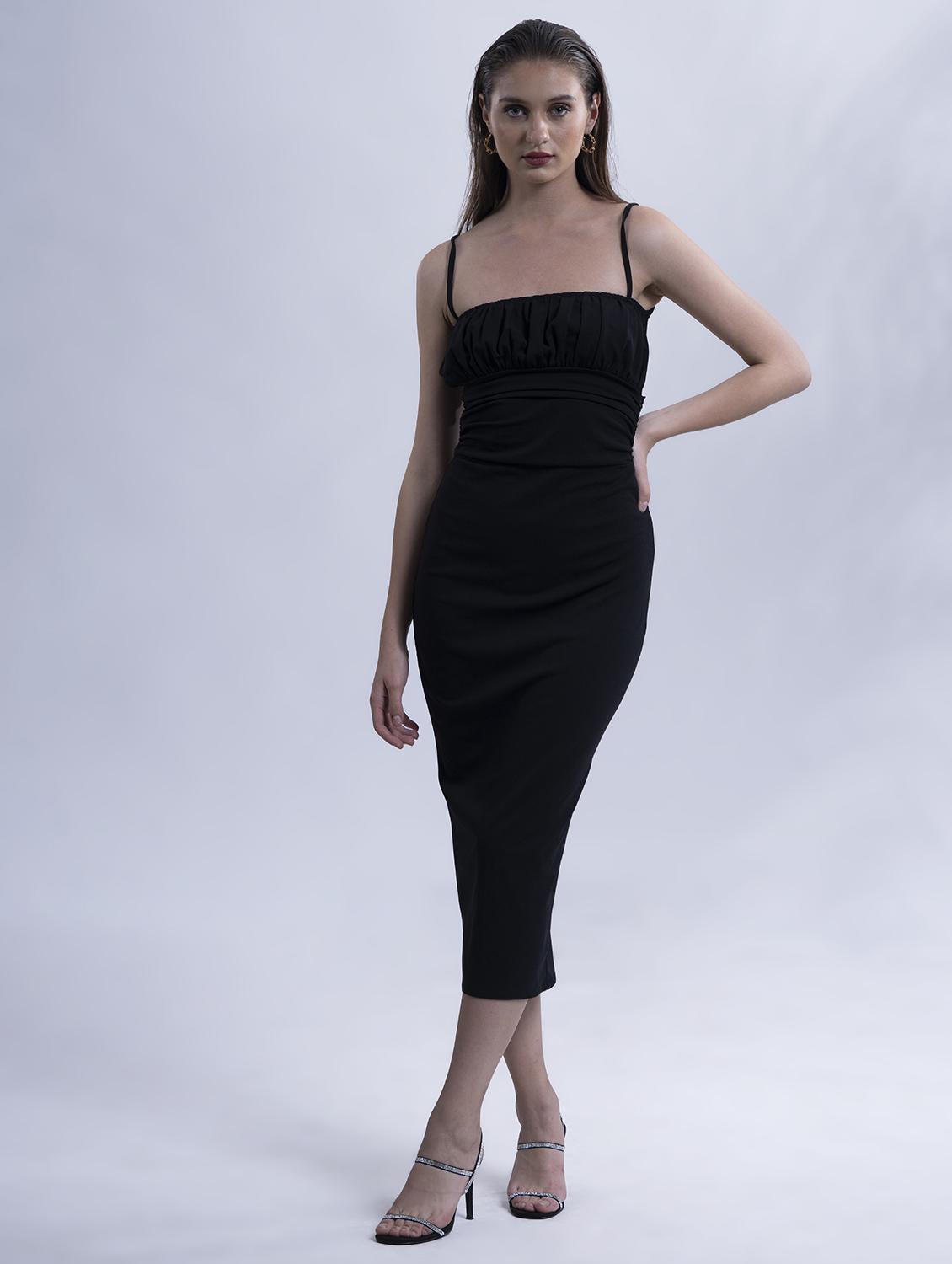 women solid shoulder strap backless bodycon dress - 21981781 -  Zoom Image - 0