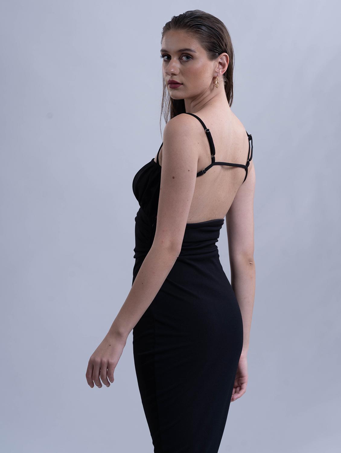 women solid shoulder strap backless bodycon dress - 21981781 - Standard Image - 3