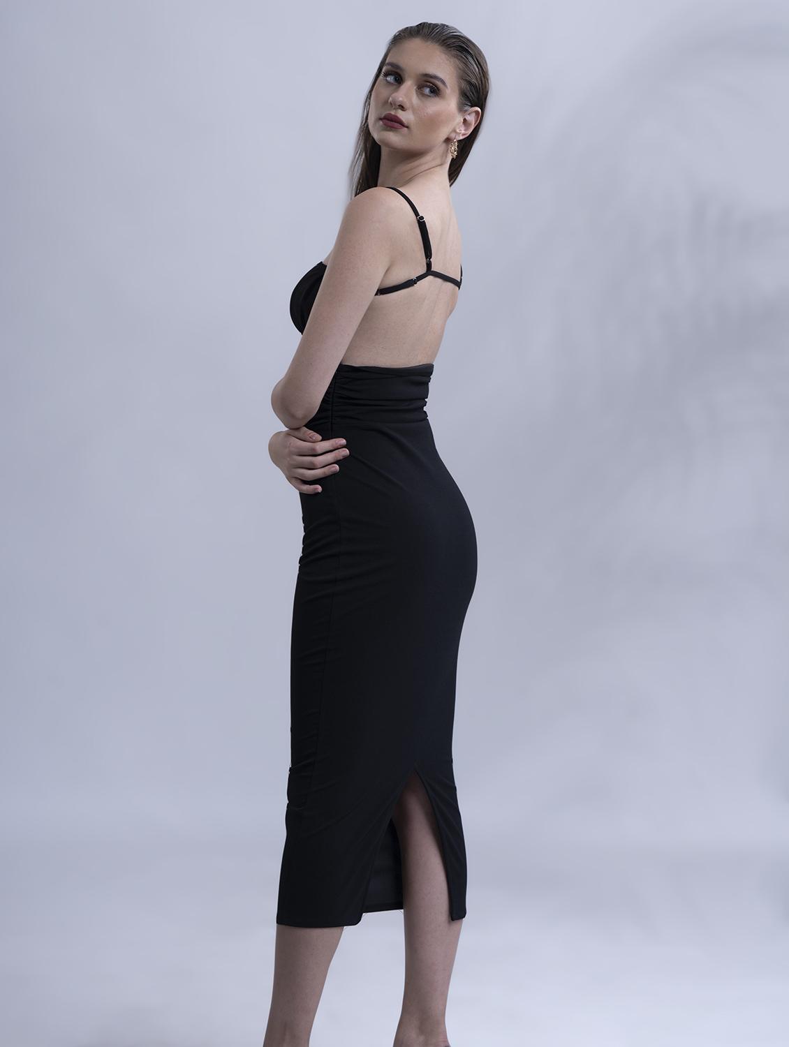 women solid shoulder strap backless bodycon dress - 21981781 - Standard Image - 5