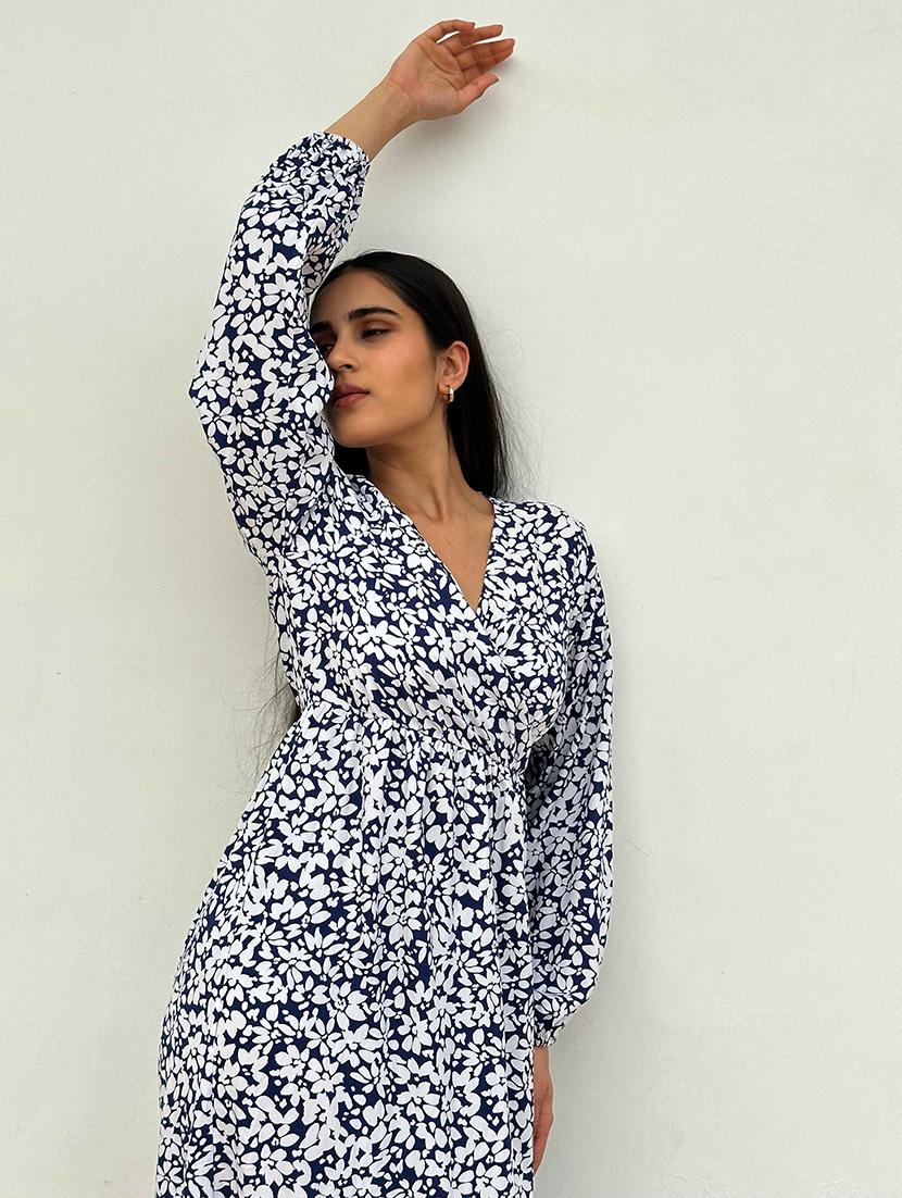 women floral print puff sleeve fit & flare maxi dress - 21981787 - Standard Image - 5