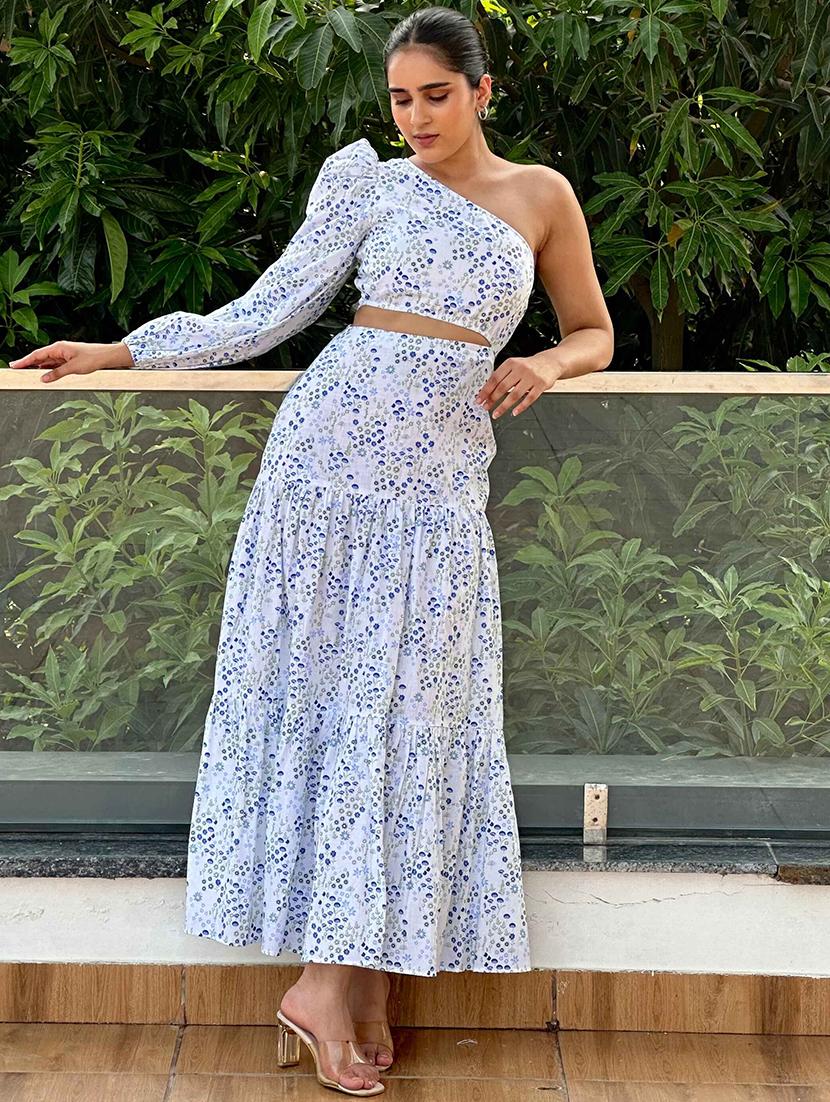 women floral print single shoulder tiered maxi dress - 21981795 - Standard Image - 5