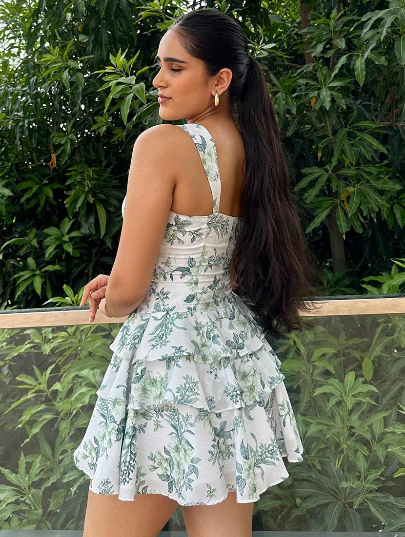 women floral print shoulder strap layered dress - 21981796 - Standard Image - 3