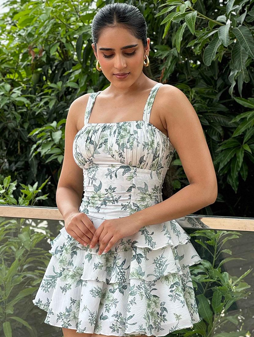 women floral print shoulder strap layered dress - 21981796 - Standard Image - 5